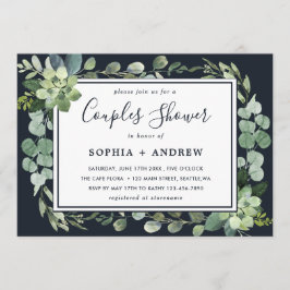 Midnattsblå Succulent Par Shower Inbjudningar