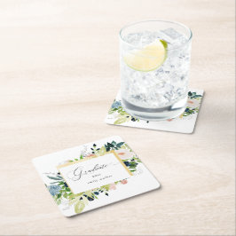 Midnattsblått Blommigten Studenten Underlägg Papper Kvadrat