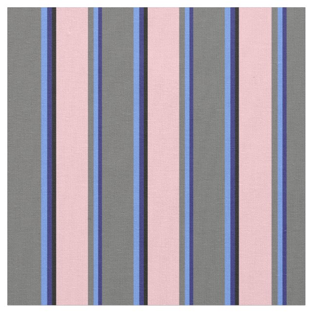 Midnattsblått, Cornblommblått, Grått, Rosa och sva Tyg (Närbild)