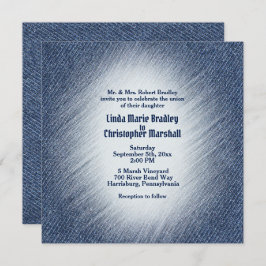 Midnattsblått Denim Bröllopsbjudande Inbjudningar