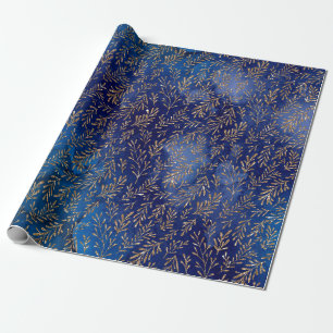 Midnattsblått Guld Löv, Elegant Presentpapper