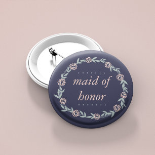 Midnattsblått, Rosa och Sage Maid of honor Knapp