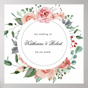 midnattsblomman elegant blommigt bröllop välkommen poster