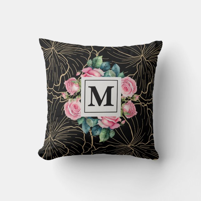 Midnattsblommor: Ro Elegance Dekorativ kudde (Framsida)