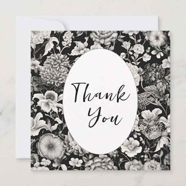 Midnattsbloom: En Blommigt för Mörk Tack Kort (Framsida)