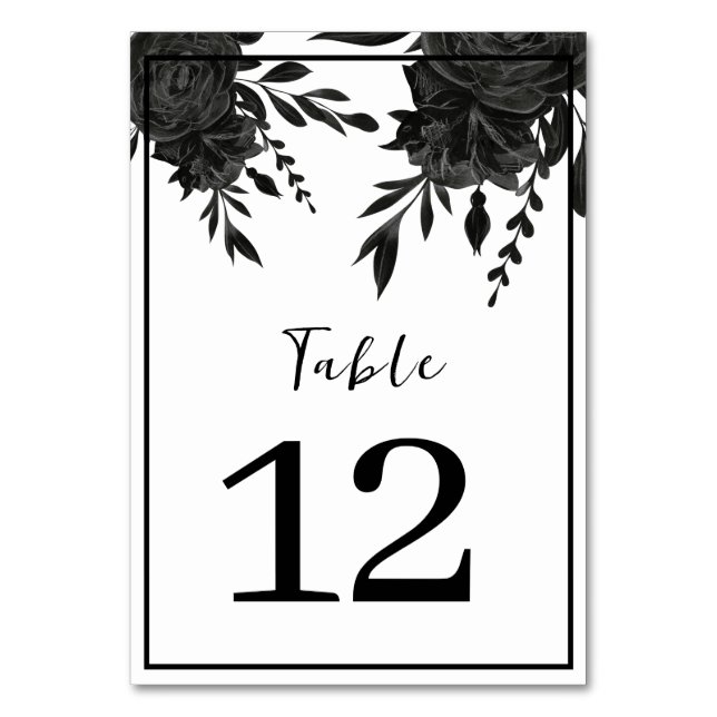 Midnattsbloom: En Mörk Blommigt Bröllop Bordsnummer (Framsidan)