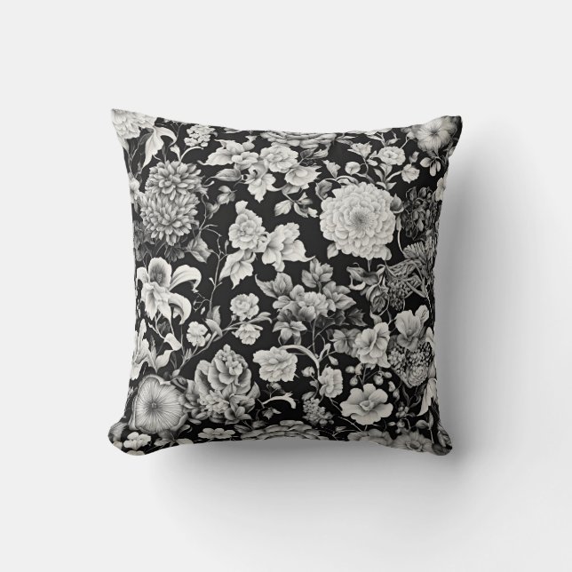 Midnattsbloom: En Mörk Blommigt Bröllop Kudde (Framsida)