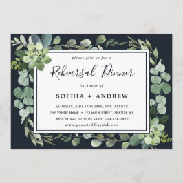 Midnattsdagsmat, blå succulum Rehearsal Dinner Inbjudningar