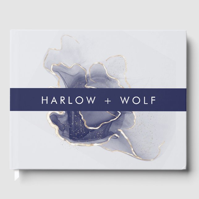 Midnattsflottan Guld Elegant Modern Bröllop Gästböcker (Framsida)