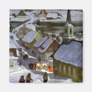 Midnattsmassa, målning av Clarence Gagnon Magnet