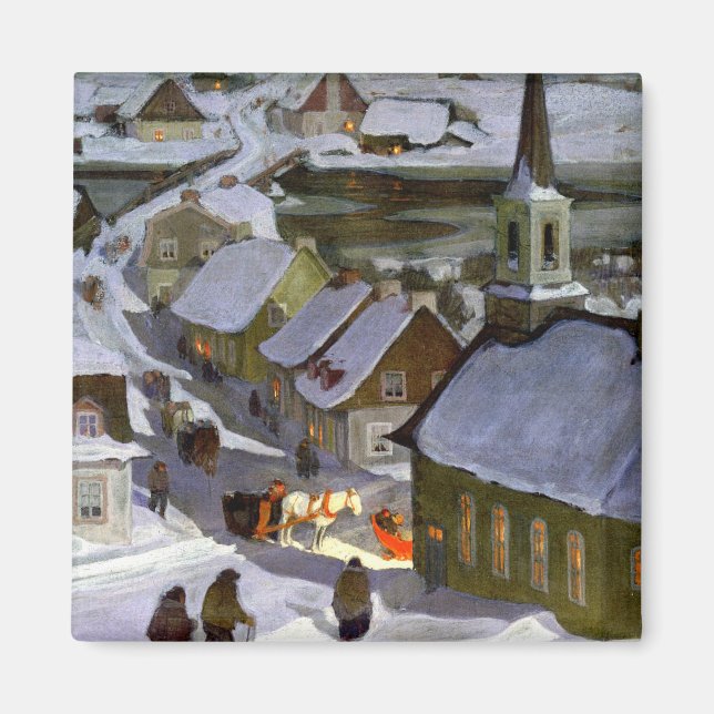 Midnattsmassa, målning av Clarence Gagnon Magnet (Framsidan)
