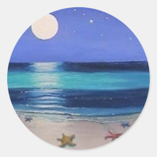 Midnattstrand Sticker Runt Klistermärke