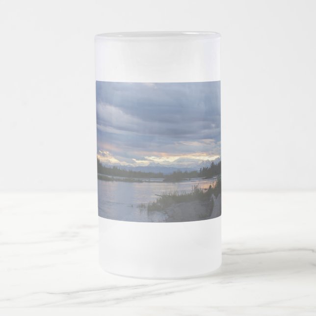 Midnight Alaska Sunset Frosted Glass Beer Mugg (Center)