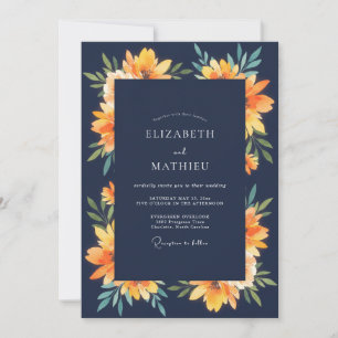Midnight Amber Lily Bröllop Inbjudningar