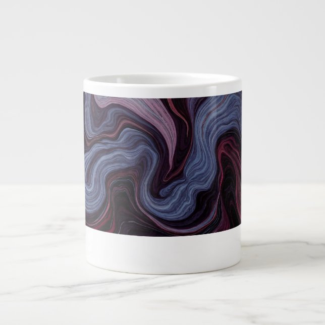 Midnight Amethyst Marmor Virvel Lila Blå Fluid Jumbo Mugg (Framsidan)