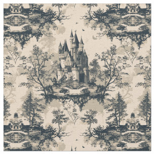Midnight and Ivory Castle Toile de Jouy Tyg