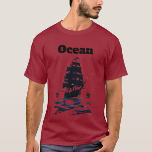Midnight Armada Seglar på det Tysta Havet Svart Fl T Shirt