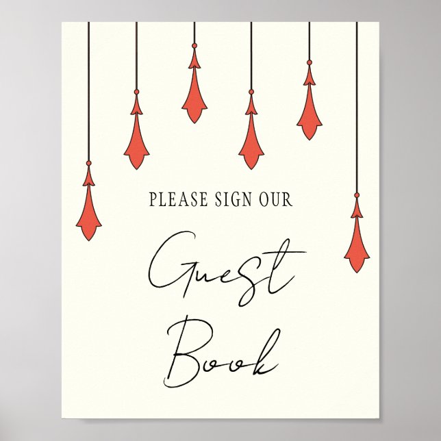 Midnight Autumn Wedding Guest Book Sign Poster (Framsidan)