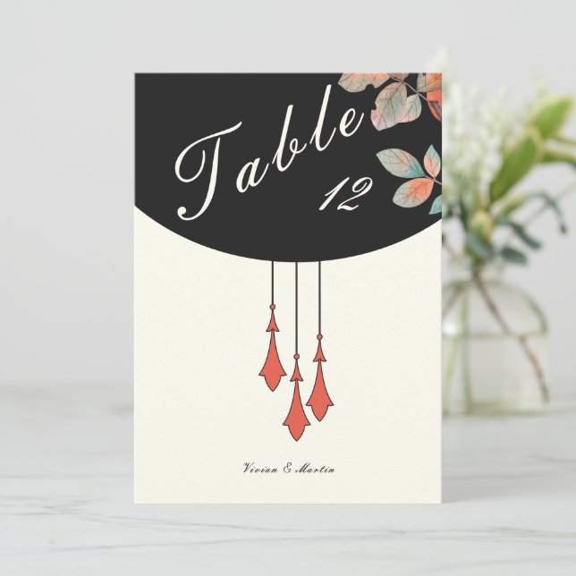 Midnight Autumn Wedding Table Number (Stående Fram)