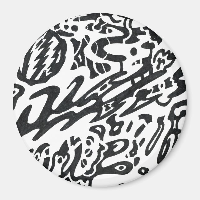 "Midnight" B&W-Abstrakt Magnet (Framsidan)