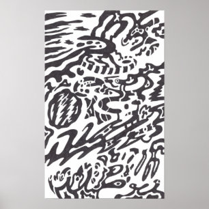 "Midnight" B&W-Abstrakt Poster