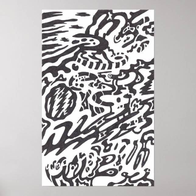 "Midnight" B&W-Abstrakt Poster (Framsidan)