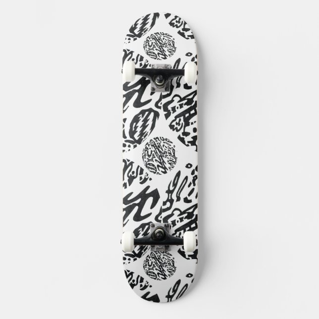 "Midnight" B&W-Abstrakt Skateboard Bräda 19,5 Cm (Framsida)