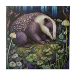 Midnight Badger Ceramic Tile Kakelplatta