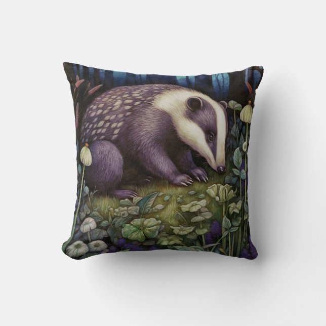 Midnight Badger Dekorativ kudde (Framsida)