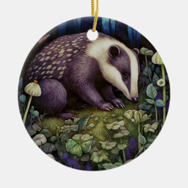 Midnight Badger Julgransprydnad Keramik (Framsidan)