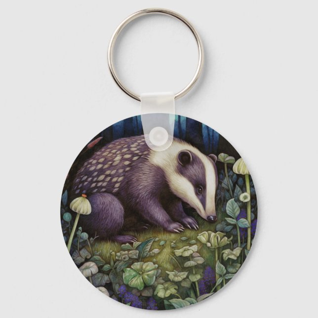 Midnight Badger Keychain Nyckelring (Framsida)