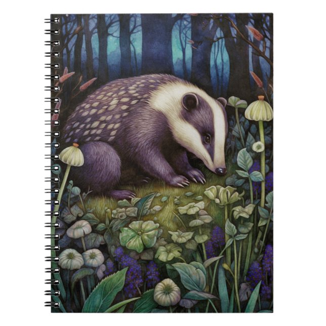 Midnight Badger Spiral fotopatbok för bärbara dato Anteckningsbok (Framsidan)