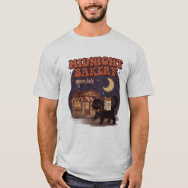 Midnight Bakery Tröja, Söt Svart Katt T-shirt