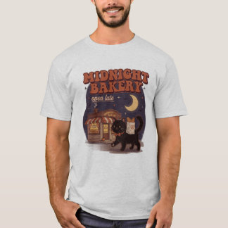 Midnight Bakery Tröja, Söt Svart Katt T-shirt