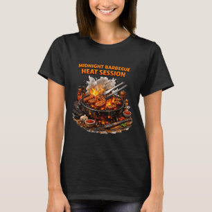 Midnight Barbecue Heat Session Grill Design T Shirt