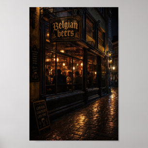 Midnight Belgian Beerhouse Varmhetsaffisch Poster