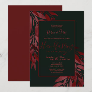 Midnight Berry Red Blommigt Striking Handfasting Inbjudningar