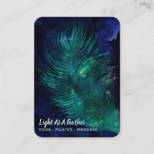 *~* Midnight Blå himmel Cosmic Emerald Feather Boh Visitkort