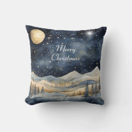 Midnight Blå himmel Starry Mountain-familjen jul Kudde