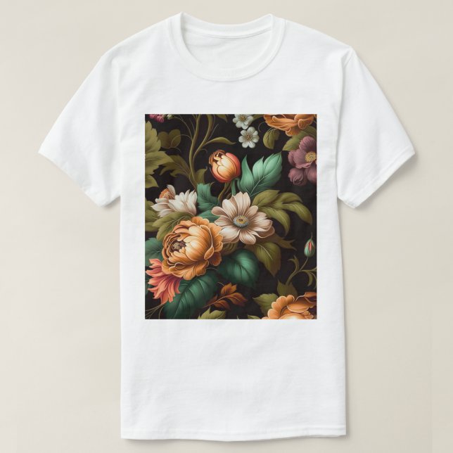 Midnight Blommar Aesthetic T Shirt (Design framsida)