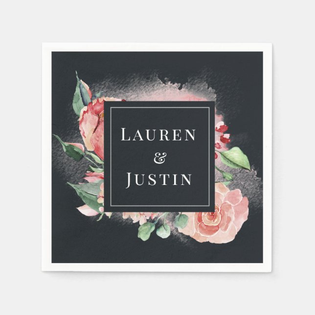 midnight bloom blommonogram servett (Framsidan)