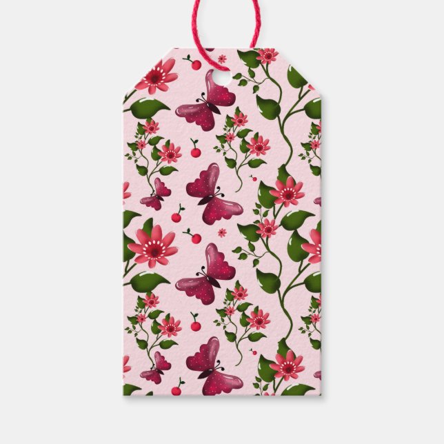 Midnight Bloom Butterfly Blommig matchande festupp Presentetikett (Framsidan)