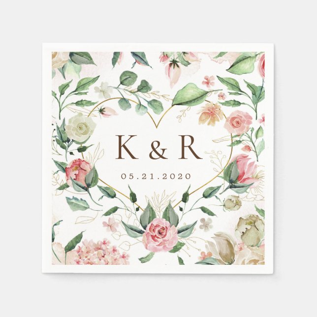 Midnight Bloom Elegant Blommigt Bröllop Pappersservett (Framsidan)