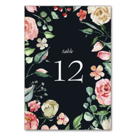 midnight bloom elegant blomster- marinblå platskor bordsnummer