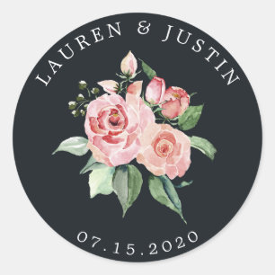 midnight bloom elegant floral monogram dekal runt klistermärke