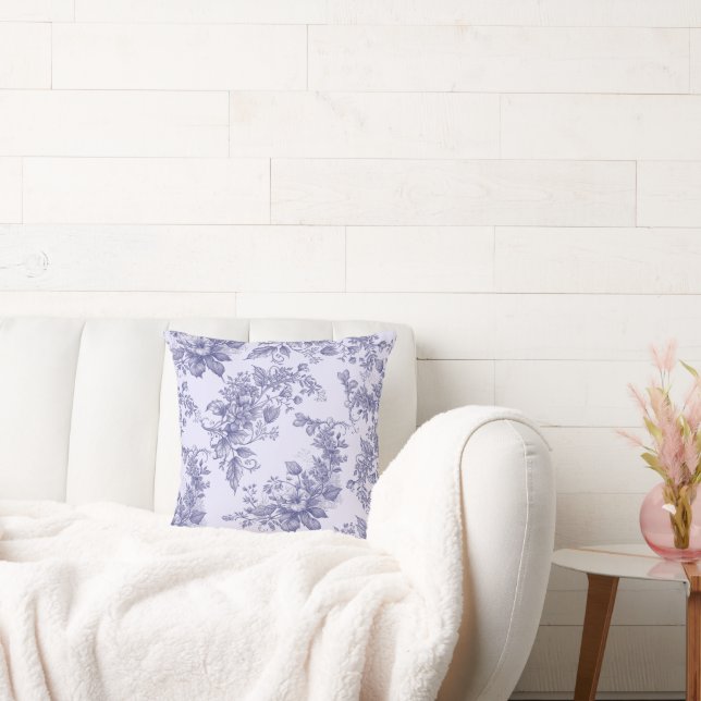 Midnight Bloom Elegant Lila Blommig Kudd Kudde (Soffa)
