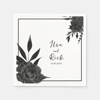 Midnight Bloom: En Elegant för Blommigt av Mörk Pappersservett