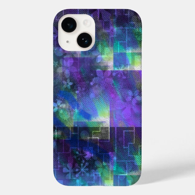 Midnight Bloom iPhone 14 Fodral - Blommigt abstrak (Baksida)