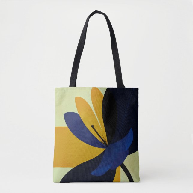 Midnight Bloom – Modig Modern Blommig Grafik Tygkasse (Framsida)