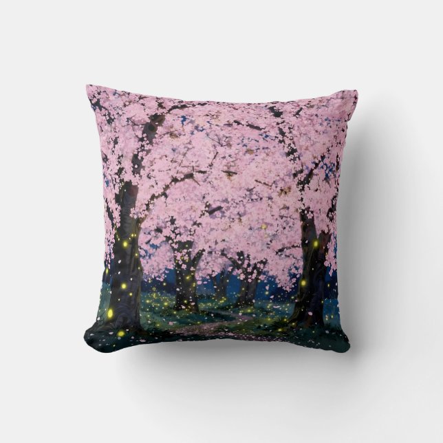 Midnight Bloom – Mörkt blomsterkonst kastkudde Kudde (Framsida)